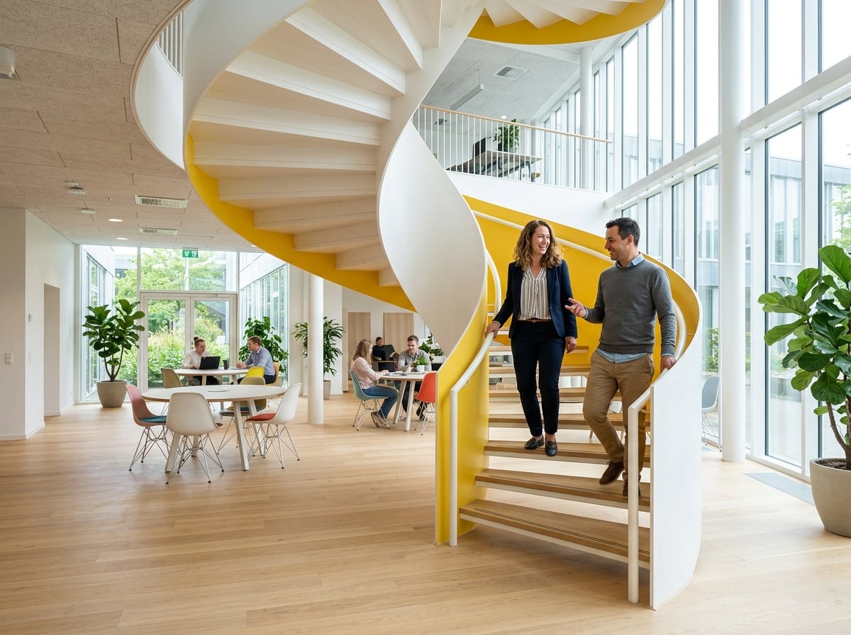 Modern leercentrum met wenteltrap